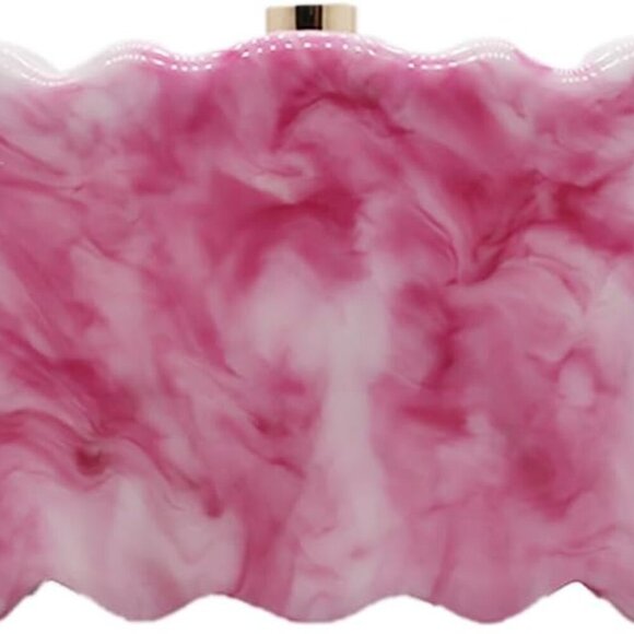 Women Acrylic Evening Clutch Purse Glitter Wavy Marble Handbag Chain Shoulder Ba - Picture 1 of 6